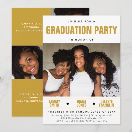 Multi Friend afstudeerfeest Kaart (Voorkant / Achterkant)