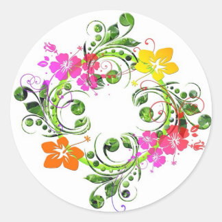 Multi gekleurd bloemenontwerp ronde sticker