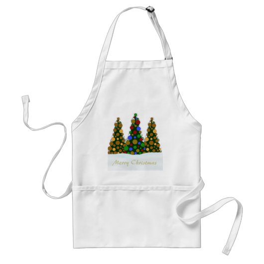 Multi gekleurd en gouden kerstboom Schort (Voorkant)