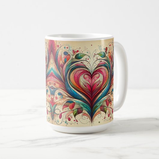 Multi gekleurd hart koffiemok (Voorkant rechts)
