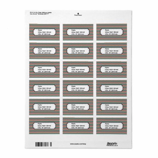 Multi gekleurd hart Striped Pattern Etiket (Full Sheet)