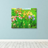 Multi gekleurd Iris Flower Patch Canvas Afdruk (Insitu (Houten vloer))