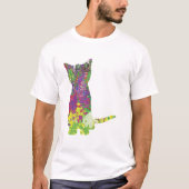 Multi gekleurd kat silhouet ontwerp t-shirt (Voorkant)