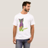 Multi gekleurd kat silhouet ontwerp t-shirt (Voorkant volledig)