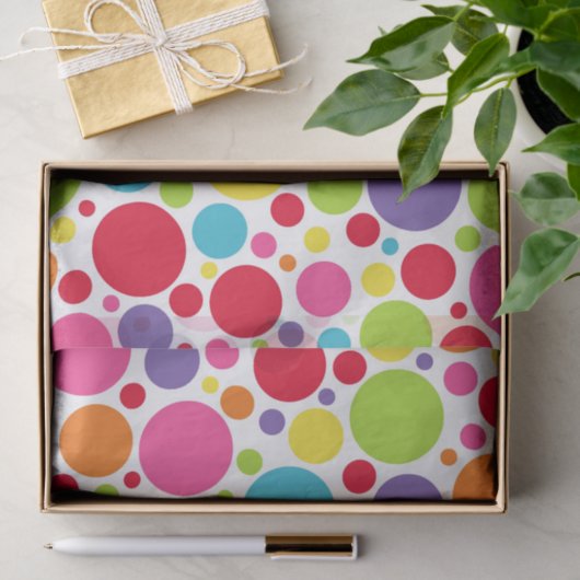 Multi gekleurd polka dot tissue papier (Geschenk)
