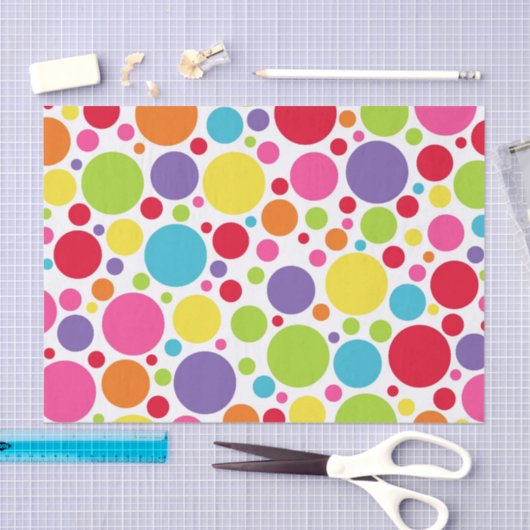 Multi gekleurd polka dot tissue papier (Craft)