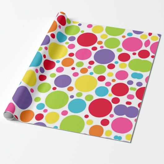 Multi gekleurd Polka Dot Wrapping Papier (Uitgerold)