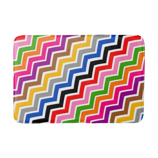 Multi gekleurd Zigzag Chevron Patroon Ontwerp Badmat (Voorkant)