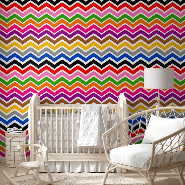 Multi gekleurd Zigzag Chevron Patroon Ontwerp Behang (Creator heeft geüpload)