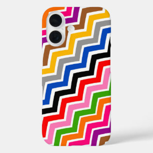 Multi gekleurd Zigzag Chevron Patroon Ontwerp iPhone 16 Hoesje