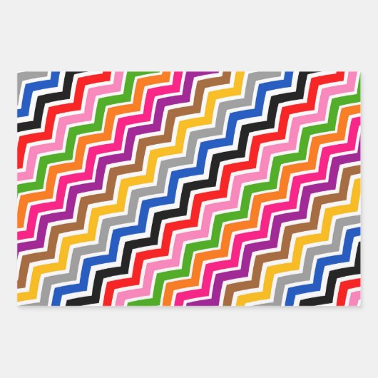 Multi gekleurd Zigzag Chevron Patroon Ontwerp Inpakpapier Vel (Voorkant 3)