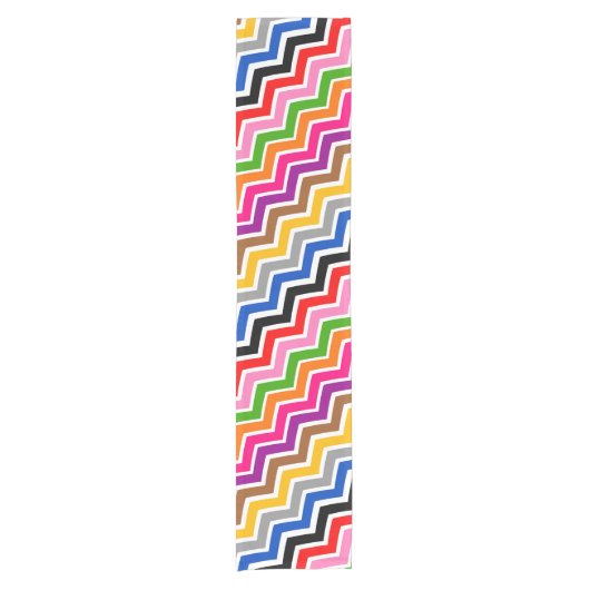 Multi gekleurd Zigzag Chevron Patroon Ontwerp Korte Tafelloper (Voorkant)
