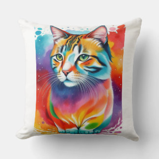 Multi gekleurde Abstracte kattenkunstwerk Kussen