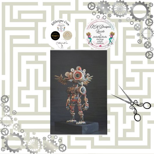 Multi gekleurde abstracte robot decoupage tissuepapier