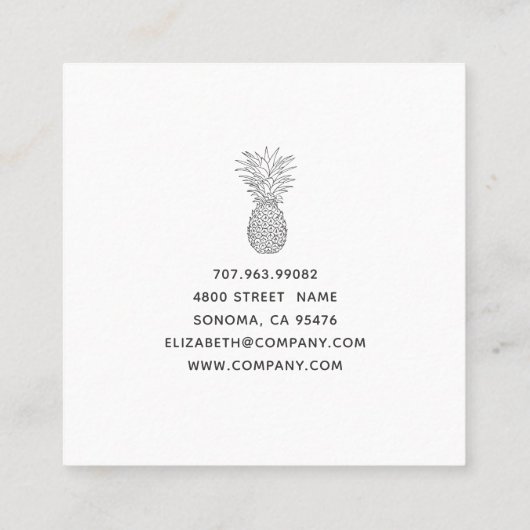 Multi gekleurde ananas interieur ontwerper vierkante visitekaartje (Achterkant)