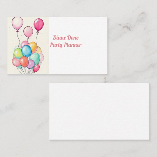 Multi gekleurde ballonnen Visitekaartje (Voorkant / Achterkant)