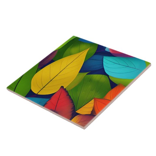  multi gekleurde bladeren tegeltje (Zijkant)