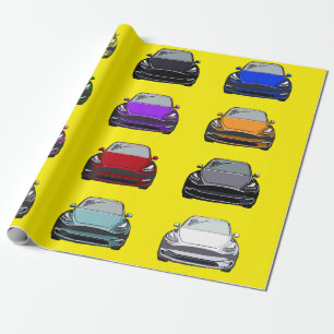 Multi Gekleurde Elektrische Voertuig SUV Auto Geel Cadeaupapier