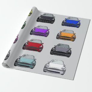 Multi Gekleurde Elektrische Voertuig SUV Auto Grij Cadeaupapier