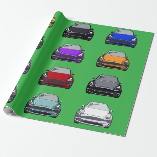 Multi Gekleurde Elektrische Voertuig SUV Auto Groe Cadeaupapier (Uitgerold)