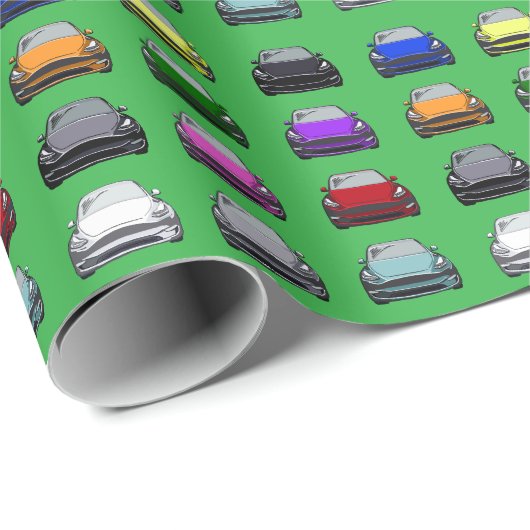 Multi gekleurde elektrische voertuig SUV auto klei Cadeaupapier (Rol Hoek)