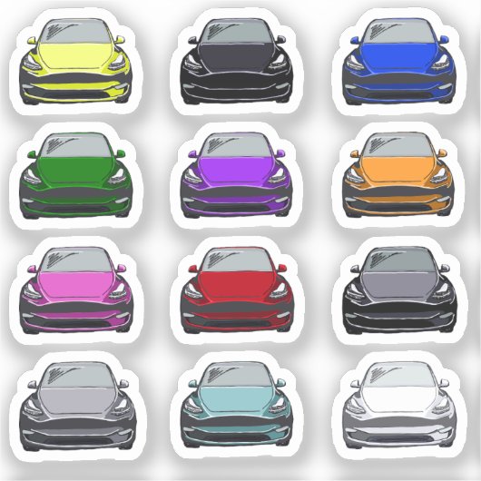 Multi-gekleurde Elektrische Voertuig SUV Auto Teke Sticker (Voorkant)