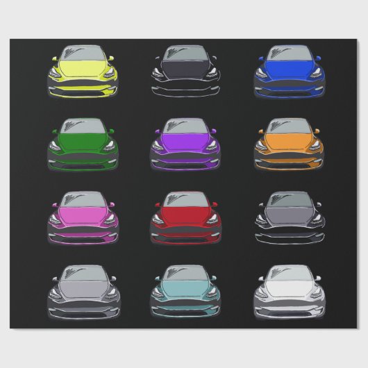 Multi Gekleurde Elektrische Voertuig SUV Auto Zwar Cadeaupapier (Vlak)