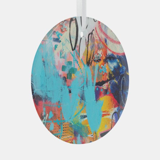 Multi gekleurde gemengde media art glas ornament (Voorkant Rechts)