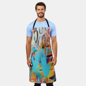 Multi gekleurde gemengde media art schort (Gedragen)