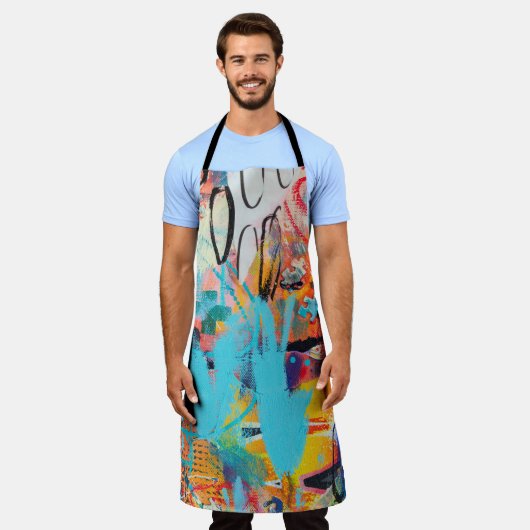 Multi gekleurde gemengde media art schort (Gedragen)