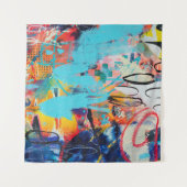 Multi gekleurde gemengde media art wandkleed (Voorkant (horizontaal))