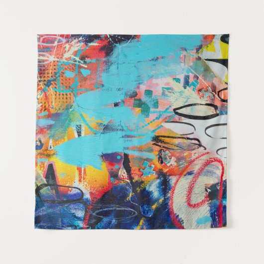 Multi gekleurde gemengde media art wandkleed (Voorkant (horizontaal))