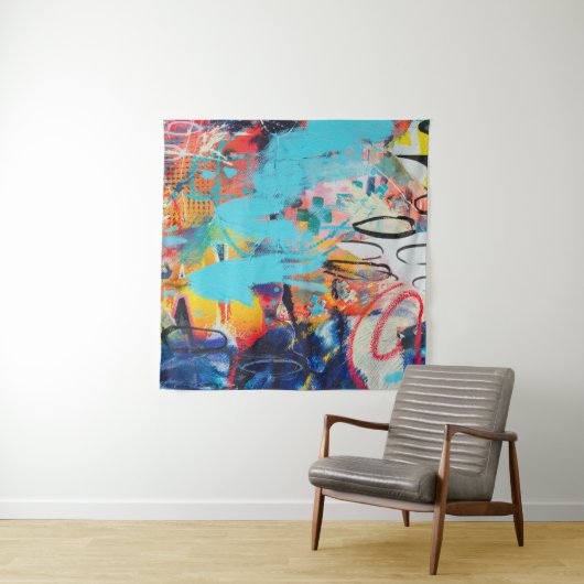 Multi gekleurde gemengde media art wandkleed (In Situ (horizontaal))