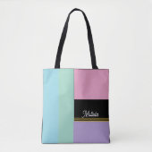 Multi gekleurde gestreepte pastel  aangepaste bood tote bag (Voorkant)