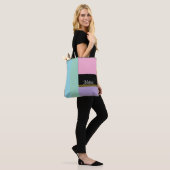 Multi gekleurde gestreepte pastel  aangepaste bood tote bag (Op model)
