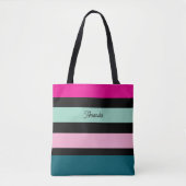 Multi gekleurde gestreepte Pretty Minimaal Tote Bag (Voorkant)