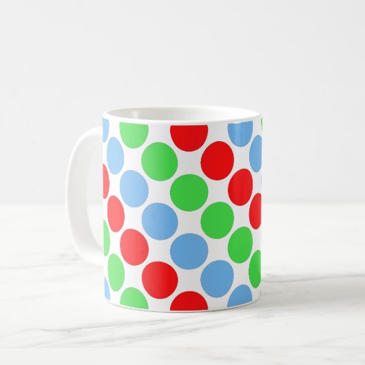 Multi gekleurde grote polka stippen retro jaren ze koffiemok (Voorkant links)