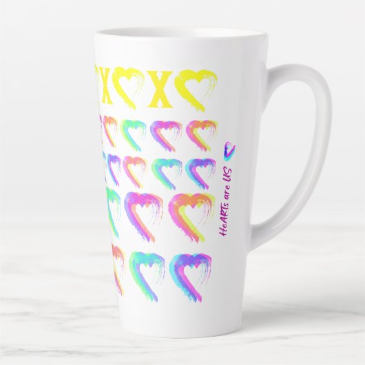 Multi gekleurde harten Latte Mok (Rechts)