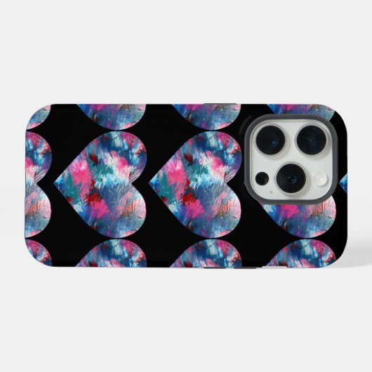 Multi gekleurde hartverf op hout iPhone hoesje (Achterkant horizontaal)