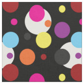 Multi gekleurde polka stippen op zwart stof (Close Up)