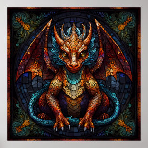 Multi Gekleurde regenboog Dragon Poster