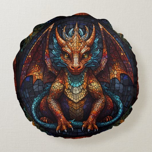 Multi Gekleurde regenboog Dragon Rond Kussen (Achterkant)