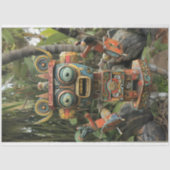 Multi gekleurde sinaasappel groene robot decoupage tissuepapier (Voorkant)