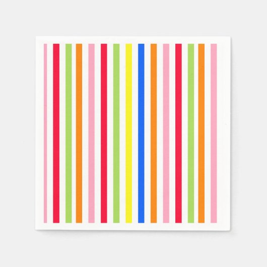 Multi gekleurde Snoepjes strepen Servet (Voorkant)