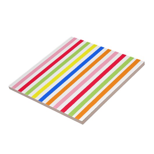 Multi gekleurde Snoepjes strepen Tegeltje (Zijkant)