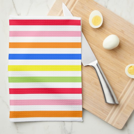 Multi gekleurde Snoepjes strepen Theedoek (Quarter Fold)