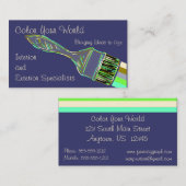 Multi gekleurde verfkwast en verf visitekaartje (Voorkant / Achterkant)