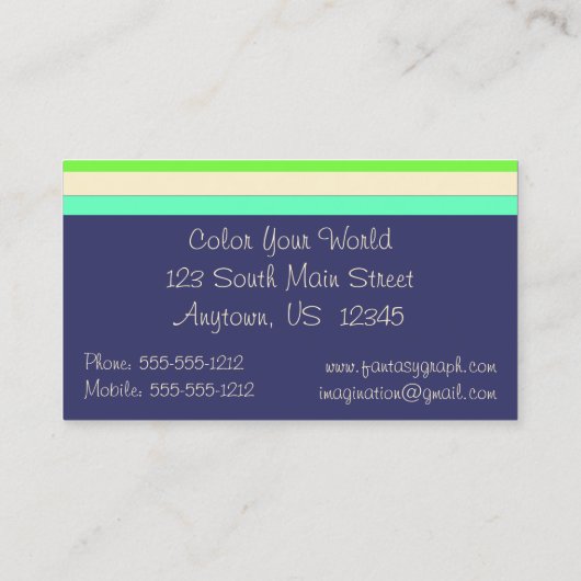 Multi gekleurde verfkwast en verf visitekaartje (Achterkant)