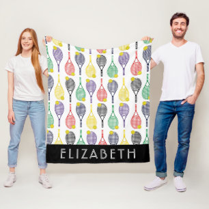 Multi Gepersonaliseerde benaming van witte tenis Fleece Deken