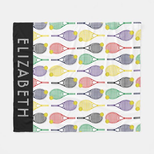 Multi | Gepersonaliseerde benaming van witte tenis Fleece Deken (Voorkant (Horizontaal))